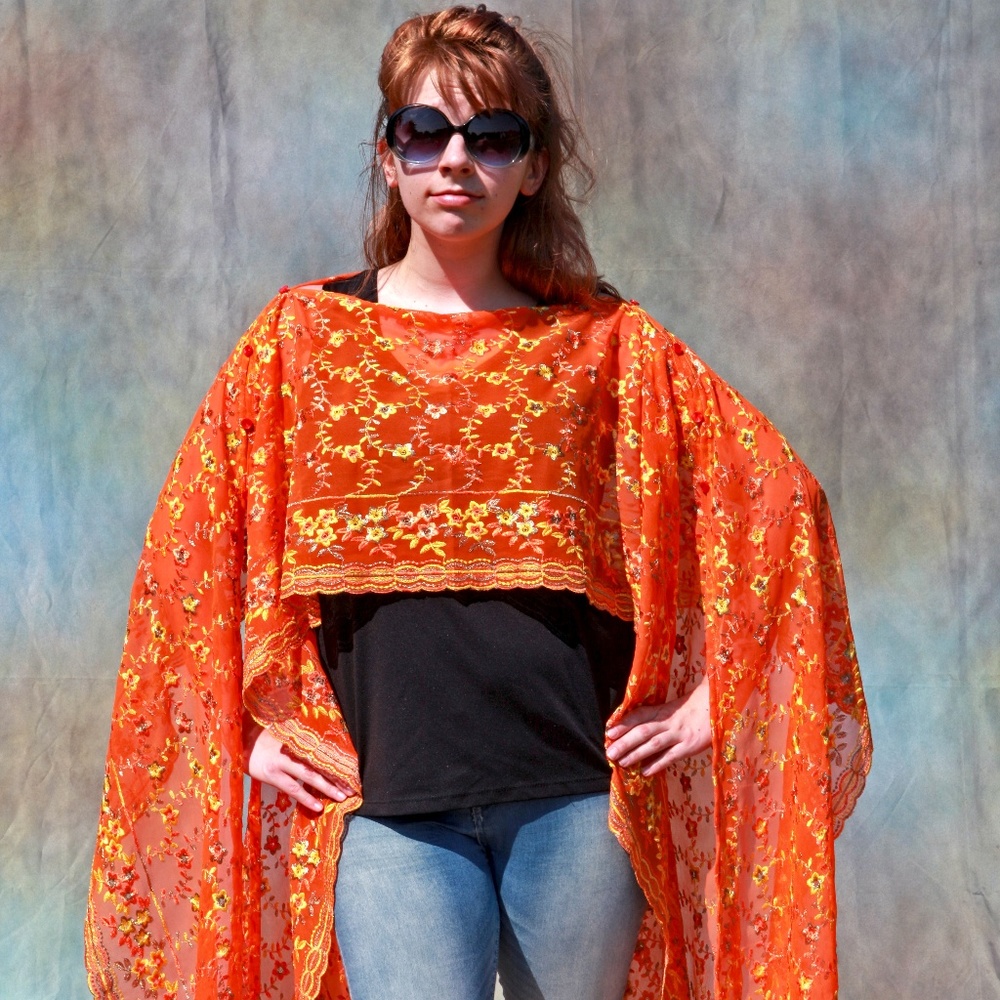 Exclusive, vintage, embroidered Indian wrap!